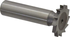 Made in USA - 1" Diam x 1/8" Face Width, High Speed Steel, 16 Teeth, Shank Connection Woodruff Keyseat Cutter - Uncoated, 2-3/16" OAL x 1/2" Shank, Straight Teeth - Americas Industrial Supply