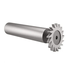 Made in USA - 1" Diam x 9/64" Face Width, High Speed Steel, 16 Teeth, Shank Connection Woodruff Keyseat Cutter - Uncoated, 2-3/16" OAL x 1/2" Shank, Straight Teeth - Americas Industrial Supply