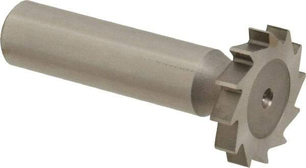 Made in USA - 1" Diam x 11/64" Face Width, High Speed Steel, 16 Teeth, Shank Connection Woodruff Keyseat Cutter - Uncoated, 2-3/16" OAL x 1/2" Shank, Straight Teeth - Americas Industrial Supply