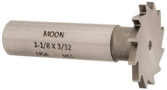 Made in USA - 1-1/8" Diam x 3/32" Face Width, High Speed Steel, 16 Teeth, Shank Connection Woodruff Keyseat Cutter - Uncoated, 2-3/16" OAL x 1/2" Shank, Straight Teeth - Americas Industrial Supply