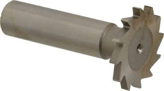 Made in USA - 1-1/8" Diam x 7/64" Face Width, High Speed Steel, 16 Teeth, Shank Connection Woodruff Keyseat Cutter - Uncoated, 2-3/16" OAL x 1/2" Shank, Straight Teeth - Americas Industrial Supply
