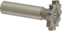 Made in USA - 1-1/8" Diam x 5/32" Face Width, High Speed Steel, 16 Teeth, Shank Connection Woodruff Keyseat Cutter - Uncoated, 2-3/16" OAL x 1/2" Shank, Straight Teeth - Americas Industrial Supply