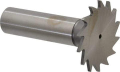 Made in USA - 1-1/4" Diam x 1/16" Face Width, High Speed Steel, 18 Teeth, Shank Connection Woodruff Keyseat Cutter - Uncoated, 2-3/16" OAL x 1/2" Shank, Straight Teeth - Americas Industrial Supply