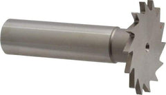 Made in USA - 1-1/4" Diam x 5/64" Face Width, High Speed Steel, 18 Teeth, Shank Connection Woodruff Keyseat Cutter - Uncoated, 2-3/16" OAL x 1/2" Shank, Straight Teeth - Americas Industrial Supply