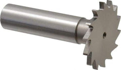 Made in USA - 1-1/4" Diam x 3/32" Face Width, High Speed Steel, 18 Teeth, Shank Connection Woodruff Keyseat Cutter - Uncoated, 2-3/16" OAL x 1/2" Shank, Straight Teeth - Americas Industrial Supply