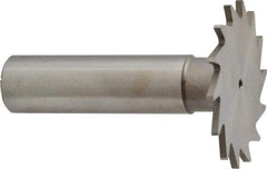 Made in USA - 1-3/8" Diam x 1/16" Face Width, High Speed Steel, 18 Teeth, Shank Connection Woodruff Keyseat Cutter - Uncoated, 2-1/4" OAL x 1/2" Shank, Straight Teeth - Americas Industrial Supply