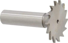 Made in USA - 1-3/8" Diam x 5/64" Face Width, High Speed Steel, 18 Teeth, Shank Connection Woodruff Keyseat Cutter - Uncoated, 2-1/4" OAL x 1/2" Shank, Straight Teeth - Americas Industrial Supply