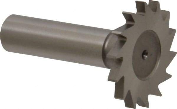 Made in USA - 1-3/8" Diam x 9/64" Face Width, High Speed Steel, 18 Teeth, Shank Connection Woodruff Keyseat Cutter - Uncoated, 2-1/4" OAL x 1/2" Shank, Straight Teeth - Americas Industrial Supply