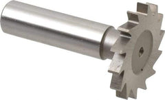 Made in USA - 1-3/8" Diam x 11/64" Face Width, High Speed Steel, 18 Teeth, Shank Connection Woodruff Keyseat Cutter - Uncoated, 2-1/4" OAL x 1/2" Shank, Straight Teeth - Americas Industrial Supply
