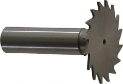 Made in USA - 1-1/2" Diam x 3/64" Face Width, High Speed Steel, 20 Teeth, Shank Connection Woodruff Keyseat Cutter - Uncoated, 2-1/4" OAL x 1/2" Shank, Straight Teeth - Americas Industrial Supply