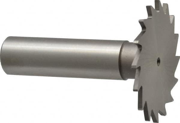 Made in USA - 1-1/2" Diam x 1/16" Face Width, High Speed Steel, 20 Teeth, Shank Connection Woodruff Keyseat Cutter - Uncoated, 2-1/4" OAL x 1/2" Shank, Straight Teeth - Americas Industrial Supply