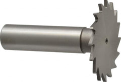 Made in USA - 1-1/2" Diam x 1/16" Face Width, High Speed Steel, 20 Teeth, Shank Connection Woodruff Keyseat Cutter - Uncoated, 2-1/4" OAL x 1/2" Shank, Straight Teeth - Americas Industrial Supply