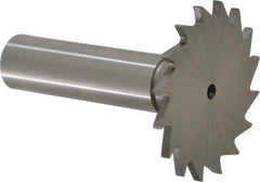 Made in USA - 1-1/2" Diam x 5/64" Face Width, High Speed Steel, 20 Teeth, Shank Connection Woodruff Keyseat Cutter - Uncoated, 2-1/4" OAL x 1/2" Shank, Straight Teeth - Americas Industrial Supply