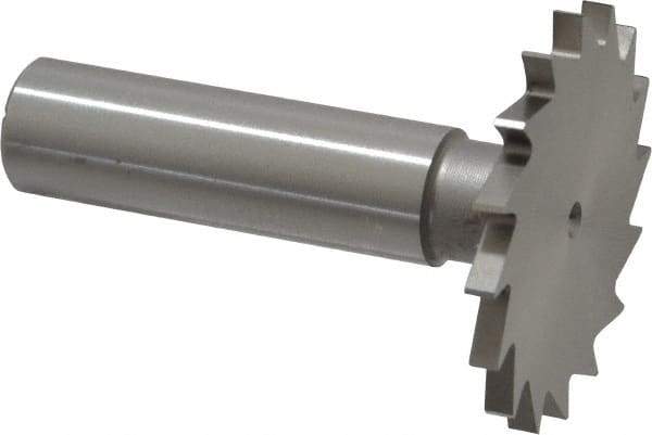 Made in USA - 1-1/2" Diam x 7/64" Face Width, High Speed Steel, 20 Teeth, Shank Connection Woodruff Keyseat Cutter - Uncoated, 2-1/4" OAL x 1/2" Shank, Straight Teeth - Americas Industrial Supply
