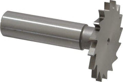 Made in USA - 1-1/2" Diam x 7/64" Face Width, High Speed Steel, 20 Teeth, Shank Connection Woodruff Keyseat Cutter - Uncoated, 2-1/4" OAL x 1/2" Shank, Straight Teeth - Americas Industrial Supply