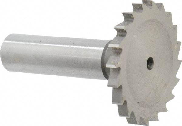 Made in USA - 1-1/2" Diam x 9/64" Face Width, High Speed Steel, 20 Teeth, Shank Connection Woodruff Keyseat Cutter - Uncoated, 2-1/4" OAL x 1/2" Shank, Straight Teeth - Americas Industrial Supply