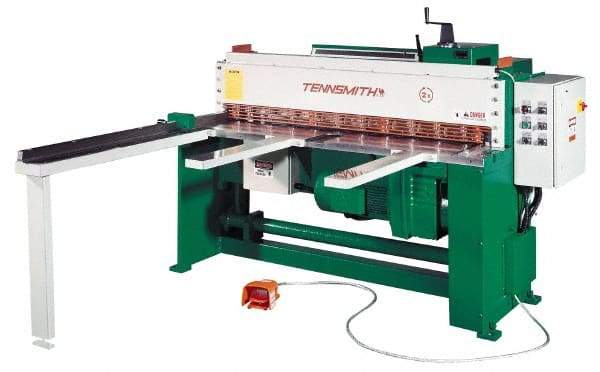 Tennsmith - 73 Inch Long Blade, Electric Power Floor Shear - 92 Inch Wide x 27 Inch Deep x 56 Inch High, 0.0787 Inch Stainless Steel Capacity, 0.1378 Inch Mild Steel Capacity, 30 Inch Back Gauge Range - Americas Industrial Supply