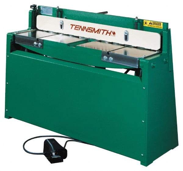 Tennsmith - 37 Inch Long Blade, Pneumatic Power Floor Shear - 46-1/2 Inch Wide x 27 Inch Deep x 42 Inch High, 0.0394 Inch Stainless Steel Capacity, 0.0630 Inch Mild Steel Capacity, 30 Inch Back Gauge Range - Americas Industrial Supply