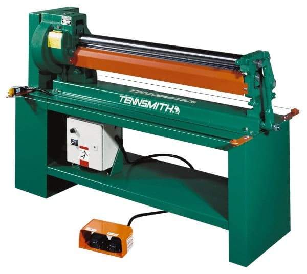 Tennsmith - 20 Gauge Max Stainless Steel Capacity, 49 Inch Max Forming Width, Floor Machine, Electric Slip Roll - 3/4 hp, 77 Inch Overall Width, x 50 Inch Overall Height, 3 Inch Slip Roll Diameter, 3/8, 1/2, 5/8 Inch Wire Groove Width, 230/460 Voltage - Americas Industrial Supply