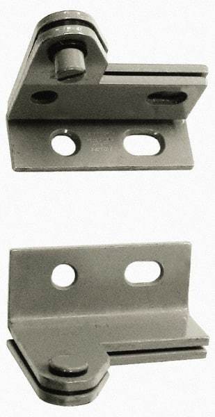 Stanley - 1-1/2" Long x 1.06" Wide x 11/84" Thick, Satin Chrome Finish Steel, Left Hand Wardrobe Pivot Hinge - 1/4" Pin Diam, 4 Holes, 1-1/8 Min Door Thickness, 75 Lb Capacity, 1" Leaf Height - Americas Industrial Supply