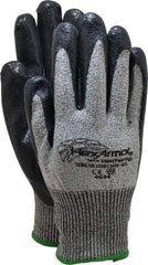 HexArmor - Size L (9), ANSI Cut Lvl A8, Puncture Lvl 5, Nitrile Coated Cut & Puncture Resistant Gloves - Palm & Fingers Coated, SuperFabric/HPPE Lining, Knit Wrist, Gray/Black, Paired - Americas Industrial Supply
