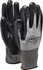 HexArmor - Size XL (10), ANSI Cut Lvl A8, Puncture Lvl 5, Nitrile Coated Cut & Puncture Resistant Gloves - Palm & Fingers Coated, SuperFabric/HPPE Lining, Knit Wrist, Gray/Black, Paired - Americas Industrial Supply