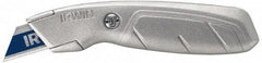 Irwin - Fixed Utility Knife - 2-1/4" Blade, Silver Aluminum Handle, 1 Blade Included - Americas Industrial Supply