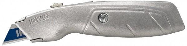 Irwin - Retractable Utility Knife - 2-1/4" Blade, Silver Aluminum Handle, 1 Blade Included - Americas Industrial Supply