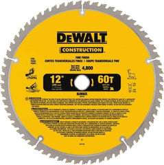 DeWALT - 12" Diam, 1" Arbor Hole Diam, 60 Tooth Wet & Dry Cut Saw Blade - Carbide-Tipped, Fine Finishing Action, Standard Round Arbor - Americas Industrial Supply