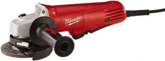 Milwaukee Tool - 4-1/2" Wheel Diam, 10,000 RPM, Corded Angle & Disc Grinder - 5/8-11 Spindle, 120 Volts, 7.5 Amps, Side Exhaust - Americas Industrial Supply