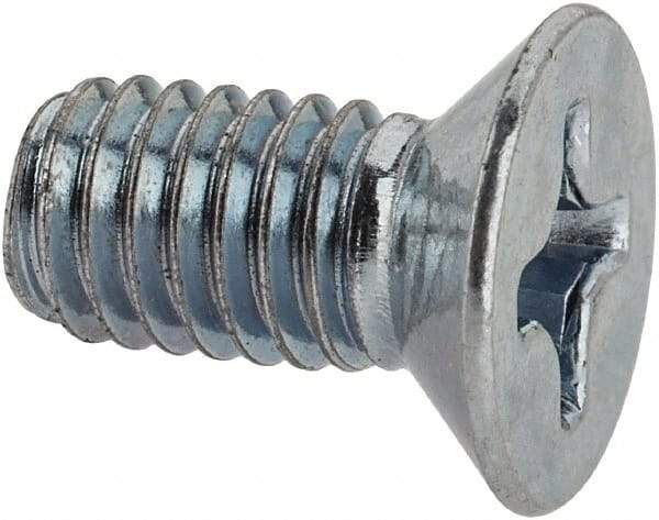 Value Collection - M6x1.00 Metric Coarse, 12mm OAL Phillips Drive Machine Screw - Flat Head, Grade 4.8 Steel, Zinc-Plated Finish, Without Washer - Americas Industrial Supply