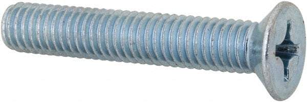 Value Collection - M6x1.00 Metric Coarse, 35mm OAL Phillips Drive Machine Screw - Flat Head, Grade 4.8 Steel, Zinc-Plated Finish, Without Washer - Americas Industrial Supply