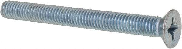 Value Collection - M6x1.00 Metric Coarse, 60mm OAL Phillips Drive Machine Screw - Flat Head, Grade 4.8 Steel, Zinc-Plated Finish, Without Washer - Americas Industrial Supply