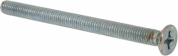 Value Collection - M6x1.00 Metric Coarse, 80mm OAL Phillips Drive Machine Screw - Flat Head, Grade 4.8 Steel, Zinc-Plated Finish, Without Washer - Americas Industrial Supply