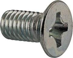 Value Collection - M8x1.25 Metric Coarse, 16mm OAL Phillips Drive Machine Screw - Flat Head, Grade 4.8 Steel, Zinc-Plated Finish, Without Washer - Americas Industrial Supply