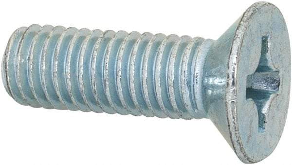 Value Collection - M8x1.25 Metric Coarse, 25mm OAL Phillips Drive Machine Screw - Flat Head, Grade 4.8 Steel, Zinc-Plated Finish, Without Washer - Americas Industrial Supply