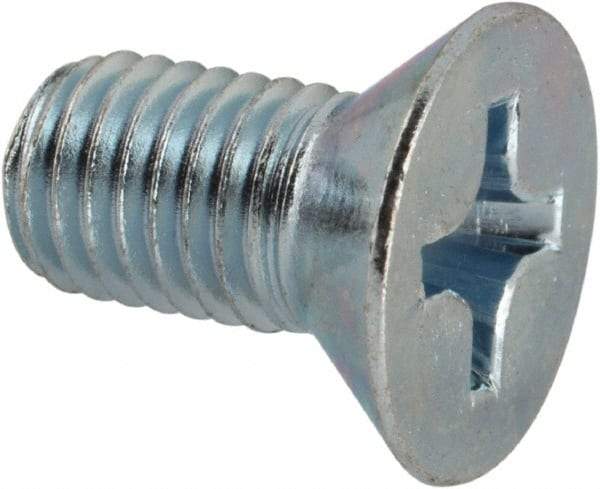 Value Collection - 1/4-28 UNF, 1/2" OAL Phillips Drive Machine Screw - Flat Head, Grade J82 Steel, Zinc-Plated Finish, Without Washer - Americas Industrial Supply