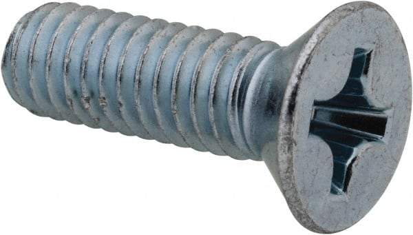 Value Collection - 5/16-18 UNC, 1" OAL Phillips Drive Machine Screw - Flat Head, Grade J82 Steel, Zinc-Plated Finish, Without Washer - Americas Industrial Supply