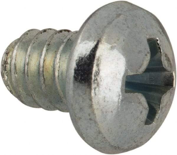 Value Collection - #10-24 UNC, 1/4" Length Under Head Phillips Drive Machine Screw - Round Head, Grade J82 Steel, Zinc-Plated Finish, Without Washer - Americas Industrial Supply