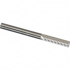 Made in USA - 3/32" Cut Diam, 1/8" Shank Diam, Cylinder Head Single Cut Burr - Carbide, 7/16" LOC, 2" OAL - Americas Industrial Supply