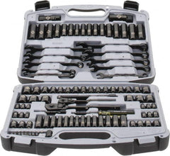 Stanley - 99 Piece 1/4 & 3/8" Drive Standard Deep Socket Set - 6 Points, 1/4 to 7/8", 4 to 19mm, Inch/Metric Measurement Standard - Americas Industrial Supply