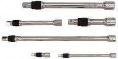 Proto - 1/4, 3/8 & 1/2" Drive Socket Locking Extension Set - 6 Pieces, Includes 1/4" Drive: 2", 6" & 3/8" Drive: 6", 12" & 1/2" Drive: 5", 10" Lengths - Americas Industrial Supply