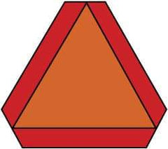 NMC - "Slow Moving Vehicle Emblem", 16" Wide x 14" High, Vinyl Construction Roadway Signs - 0.0045" Thick, Orange, High Intensity Reflectivity, Triangle, Adhesive Backed Mount - Americas Industrial Supply