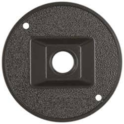 Cooper Crouse-Hinds - 1 Outlet, 1/2" Hole Diam, Powder Coat Finish, Round Noncorrosive Weatherproof Box Cover - 4-1/2" Wide x 9/16" High, Wet Locations, Aluminum, UL Listed - Americas Industrial Supply