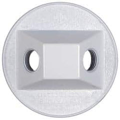 Cooper Crouse-Hinds - 2 Outlet, 1/2" Hole Diam, Powder Coat Finish, Round Noncorrosive Weatherproof Box Cover - 4-1/2" Wide x 9/16" High, Wet Locations, Aluminum, UL Listed - Americas Industrial Supply