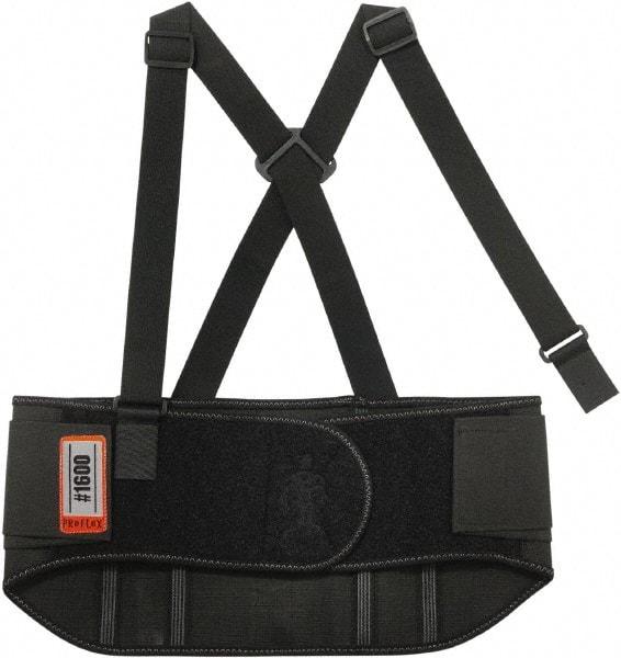 Ergodyne - Size M, Elastic Belt with Adjustable Shoulder Straps - 30 to 34" Waist, 9" Wide, Detachable Strap, Black - Americas Industrial Supply