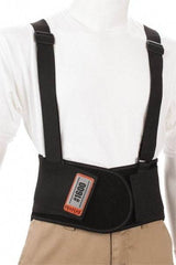 Ergodyne - Size XS, Elastic Belt with Adjustable Shoulder Straps - 22 to 25" Waist, 9" Wide, Detachable Strap, Black - Americas Industrial Supply