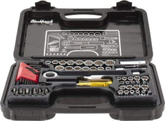 Blackhawk by Proto - 65 Piece 1/4 & 3/8" Drive Standard Socket Set - 5/32 to 13/16", 4 to 17mm, Inch/Metric Measurement Standard - Americas Industrial Supply