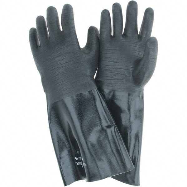 SHOWA - 18 mil Thick, Chemical Resistant Gloves - SZ10 RGH GRIP BLK 1/PR NEOGRAB ELBW LEN CHEM GLV - Americas Industrial Supply