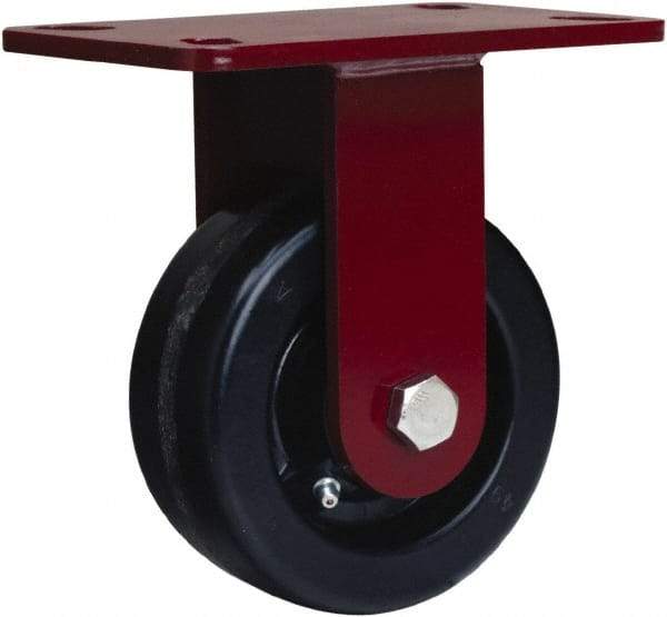 Hamilton - 5" Diam x 2" Wide x 6-3/4" OAH Top Plate Mount Rigid Caster - Phenolic, 1,000 Lb Capacity, Straight Roller Bearing, 4-1/2 x 6-1/2" Plate - Americas Industrial Supply
